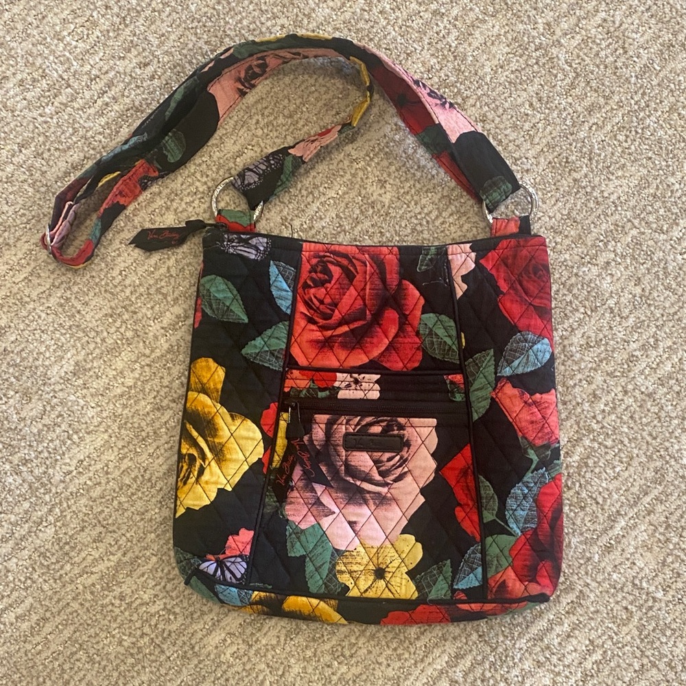 Vera Bradley Quilted Black Crossbody Bag-Havana Rose